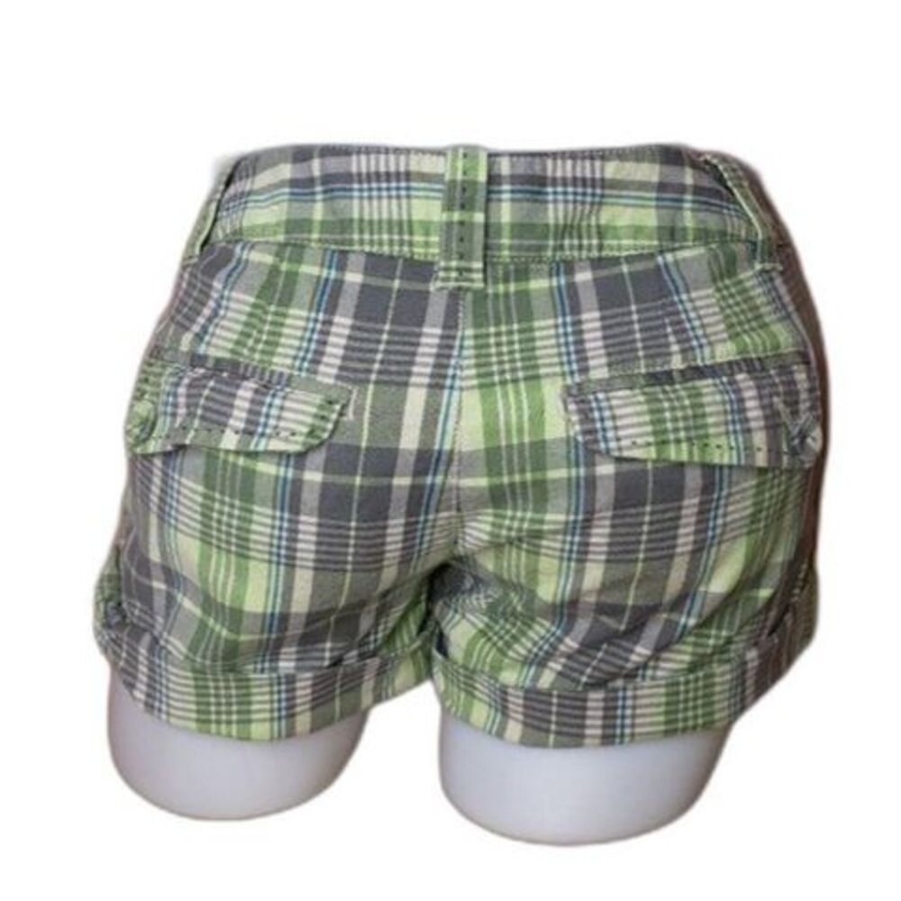 AEROPOSTALE Green Plaid Shorts with Flap Back Pockets Junior Size 5/6 - Picture 4 of 9